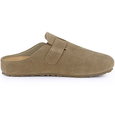 Women's Suede Clogs Cork Platform Mules with Buckle Slip on Slippers