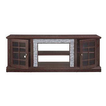 Trikiousd 70" Modern TV Stand with 2-Door Storage & Faux Stone for TVs Up to 75"