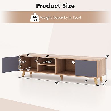 TV Stand Cabinet for Tvs Up to 65 Inch with Storage Shelves