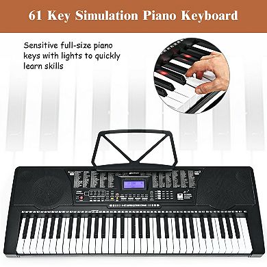 61 Key Portable Electronic Keyboard Piano Set with Light Up Keys