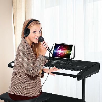 61 Key Portable Electronic Keyboard Piano Set with Light Up Keys