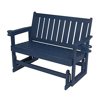 Poly Lumber Patio Glider, Durable HIPS Material, Weather-Resistant Swing Bench for Outdoor