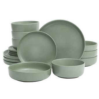 Gibson Elite Pasco 16 pc Double Bowl Reactive Glaze Dinnerware Set