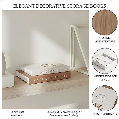Decorative Faux Books Set of 2 Boxes for Coffee Table Display