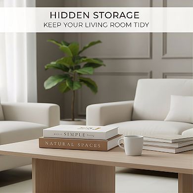 Decorative Faux Books Set of 2 Boxes for Coffee Table Display