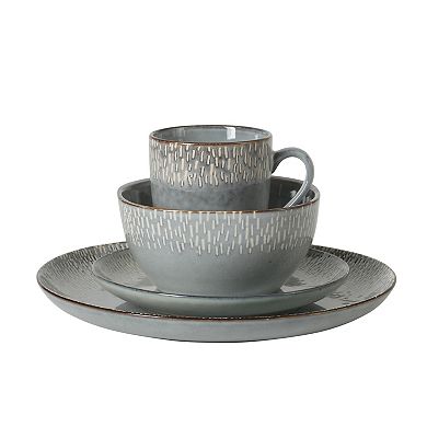 Gibson Elite Jasper 16 Piece Plates and Bowls Reactive Glaze Stoneware Ceramic Dinnerware Set