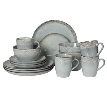 Gibson Elite Jasper 16 pc Plates and Bowls Reactive Glaze Stoneware Ceramic Dinnerware Set