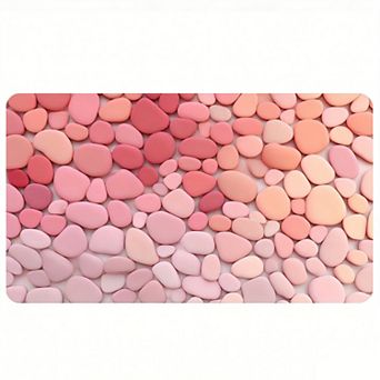 Pink Tone Pebble Stone Floor Mat, Non-Slip Soft Bathroom Floor Mat
