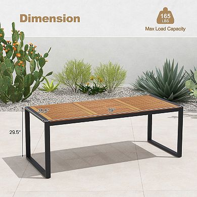 Acacia Wood Patio Dining Table With Umbrella Hole For 8