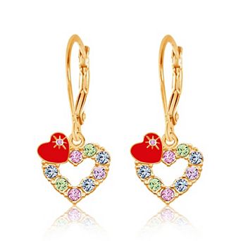 Kids Heart Earrings for Girls Hypoallergenic Kids Earrings with Sterling Silver Leverbacks
