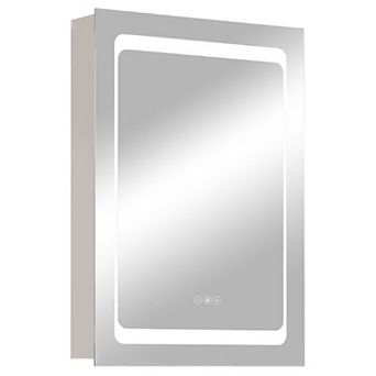 LED Lighted Medicine Cabinet with Mirror Touch Control and Wall Mounted Storage