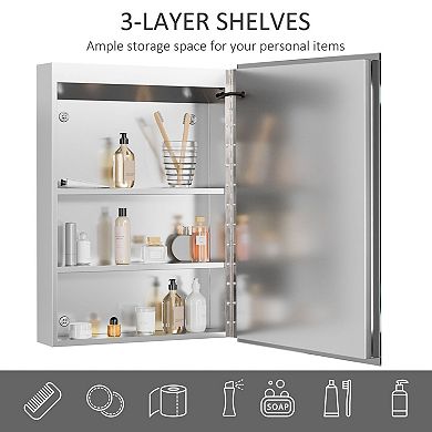 LED Lighted Medicine Cabinet with Mirror Touch Control and Wall Mounted Storage