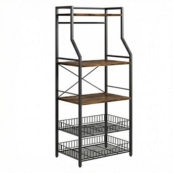 Kitchen Bakers Rack Microwave Oven Stand with 2 Large Wire Basket