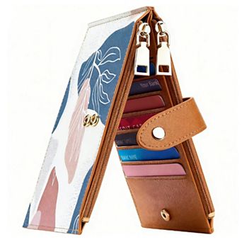 Floral PU Leather Wallet for Women, Multi-Card Slots & Zipper Pocket,Clutch for Daily Use & Travel