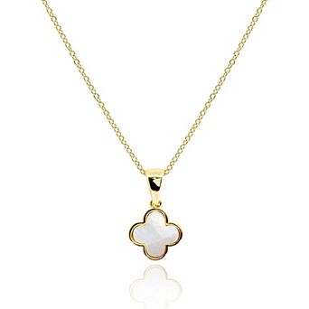 KSIZUIS 14K Gold Plated Four Leaf Clover Pendant with Mother of Pearl&Crystal-Dainty Lucky Jewelry
