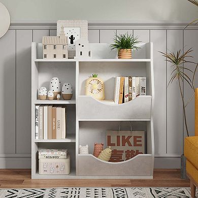 Storage Organizer, 5-Cubby Bookshelf , Wooden Storage Cabinet for School, Classroom, Playroom