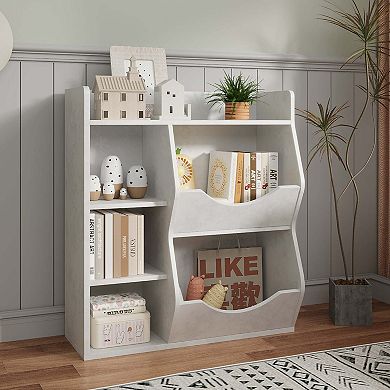 Storage Organizer, 5-Cubby Bookshelf , Wooden Storage Cabinet for School, Classroom, Playroom