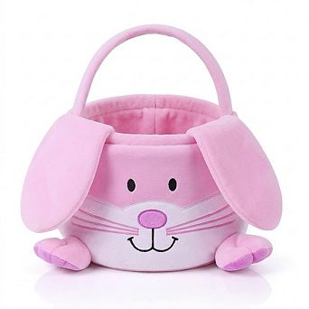 Easter Bunny Baskets for Kids Plush Rabbit Bucket for Egg Hunt & Gifts