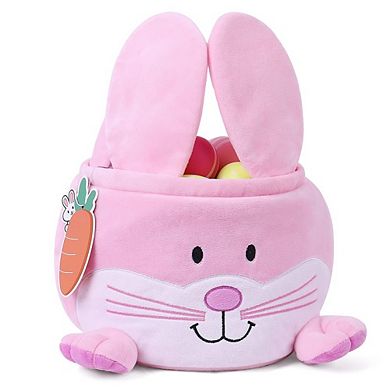 Easter Bunny Baskets for Kids Plush Rabbit Bucket for Egg Hunt & Gifts