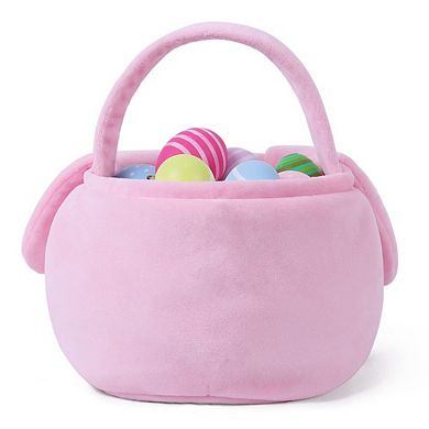 Easter Bunny Baskets for Kids Plush Rabbit Bucket for Egg Hunt & Gifts