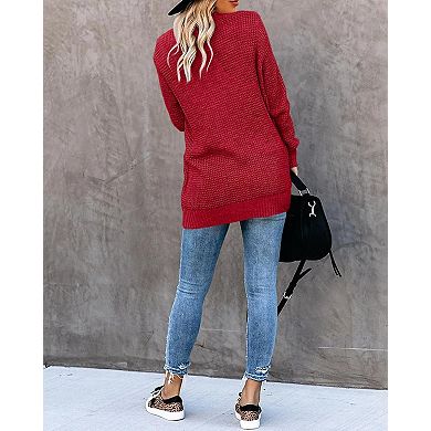 Women's Open Front Cardigan Long Sleeves Casual Sweaters with Pockets