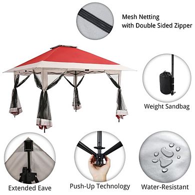 Pop-Up Gazebo 12x12, Canopy Tent with Mosquito Netting, One Push Setup for Patio with Sand Bags