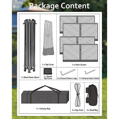 Pop-Up Gazebo 12x12, Canopy Tent with Mosquito Netting, One Push Setup for Patio with Sand Bags