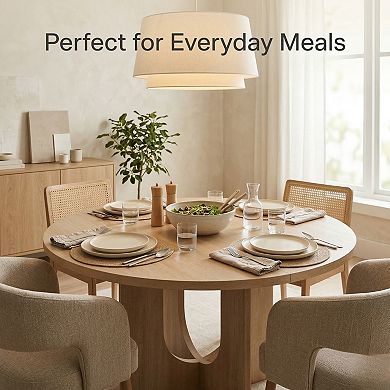 GOMYHOME 47" Round Dining Table for 4, MDF Wood Farmhouse Kitchen Table, Light Oak