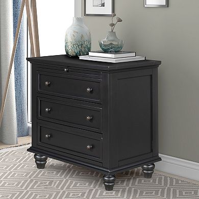 3-Drawer Nightstand with Pull-out Tray, Pine Veneer Side Table for Bedroom, Living Room, Office