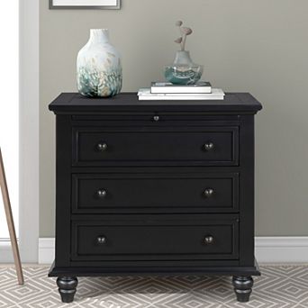 3-Drawer Nightstand with Pull-out Tray, Pine Veneer Side Table for Bedroom, Living Room, Office