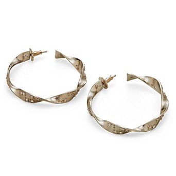 White Rhodium Kali Hoop Earrings With White Cubic Zirconia by Dhwani Bansal