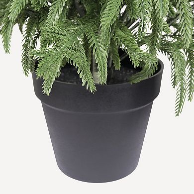 KWPZQEB Artificial Real Touch Pine Tree set of 2, Black Plastic Pot