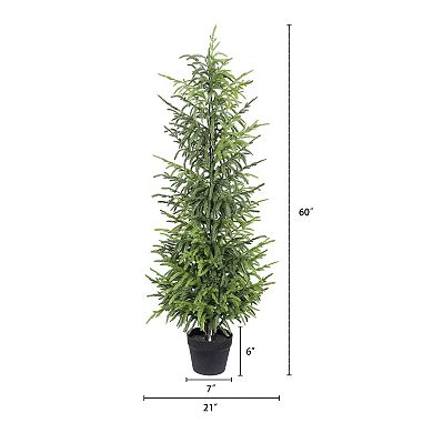KWPZQEB Artificial Real Touch Pine Tree set of 2, Black Plastic Pot