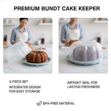 Translucent Bundt Cake Keeper, Airtight Container for Storage Transport
