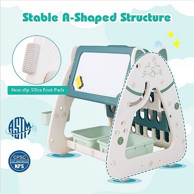 Kids Art Easel 3 In 1 Magnetic Dry Erase Board With Stool