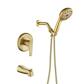 10-Spray 5 in Wall Mount Tub and Shower Faucet 2.5 GPM Fixed Shower Head and Tub Spout Head