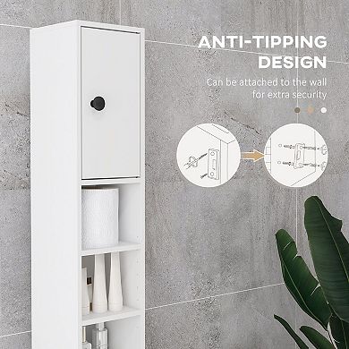Tall Narrow Bathroom Storage Cabinet, Slim Tower with Shelves and Doors