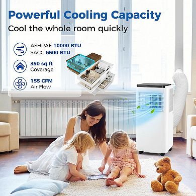 10000 BTU Portable Air Conditioner With Remote for Rooms Up to 350 Sq Ft