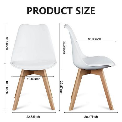 YIORTWO PU Leather Dining Chairs Set of 4, Upholstered Kitchen Chairs with Wood Legs