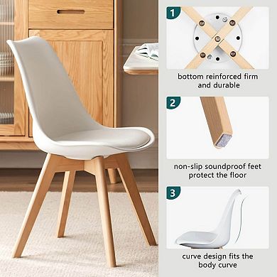 YIORTWO PU Leather Dining Chairs Set of 4, Upholstered Kitchen Chairs with Wood Legs