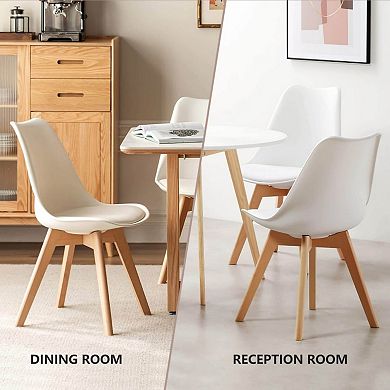 YIORTWO PU Leather Dining Chairs Set of 4, Upholstered Kitchen Chairs with Wood Legs