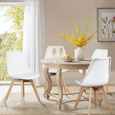 YIORTWO PU Leather Dining Chairs Set of 4, Upholstered Kitchen Chairs with Wood Legs