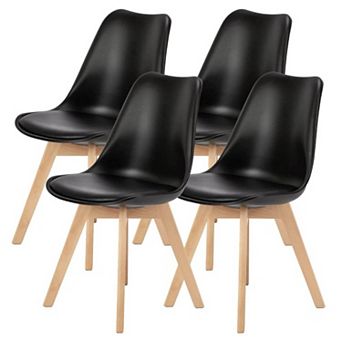 YIORTWO PU Leather Dining Chairs Set of 4, Upholstered Kitchen Chairs with Wood Legs