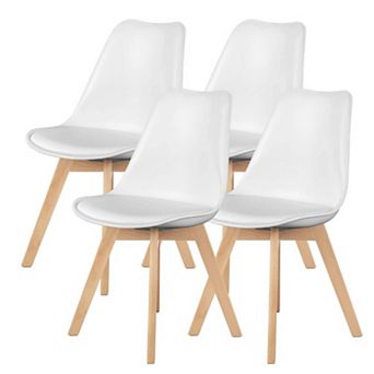 YIORTWO PU Leather Dining Chairs Set of 4, Upholstered Kitchen Chairs with Wood Legs