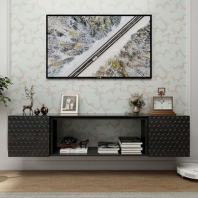 Black Wall Mount Floating TV Stand up to 70 to 80 in.