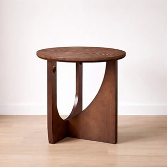 Heybly Solid Wood Side Table Round Accent End Table Natural Wooden Small Table, Sofa Side Table