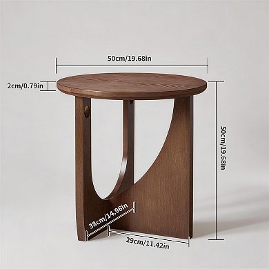 Heybly Solid Wood Side Table Round Accent End Table Natural Wooden Small Table, Sofa Side Table