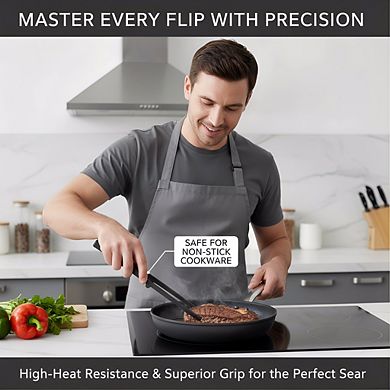 Black Silicone Kitchen Tweezer, Heat-Resistant Non-Stick Cooking Utensil