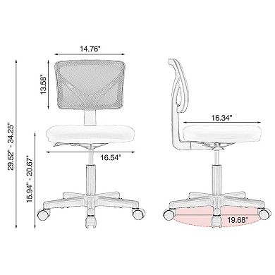 YIORTWO Low-Back Mesh Armless Office Chair with Lumbar Support