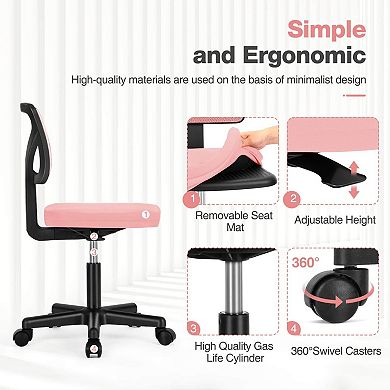 YIORTWO Low-Back Mesh Armless Office Chair with Lumbar Support
